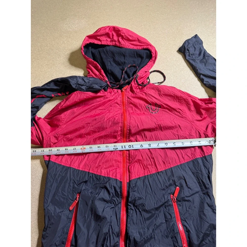 True Religion Kids Red Black Colorblock Hooded‎ Windbreaker Jacket XL 18-20